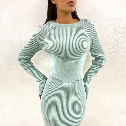 Tracksuit Women's Knitted Sweater Skirt Two Piece Set